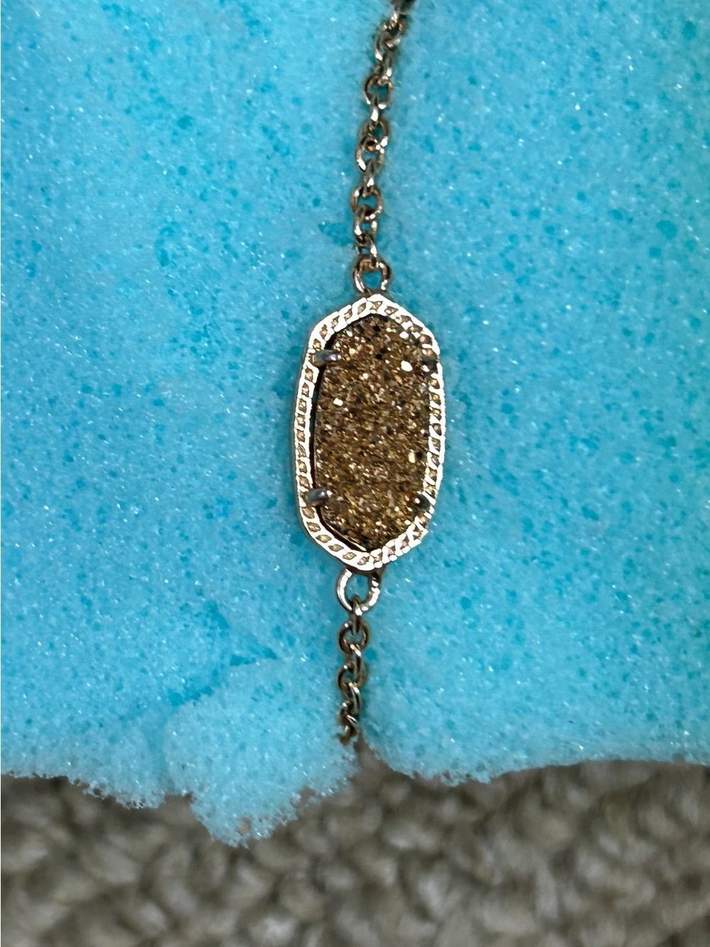 Gold Druzy Oval Chain Bracelet - Women's Sparkle Bracelet